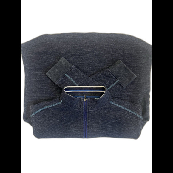 Robert Graham Sweater Men’s Large Flip Cuff Pullover Quarter Zip Navy - Picture 9 of 10